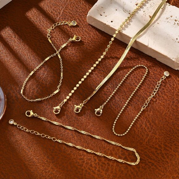 Waterproof & Hypoallergenic 5-Piece Gold Bracelet Collection - Luxe Gift Idea - Picture 4 of 5